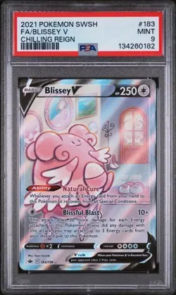 2021 POKEMON SWORD & SHIELD #183 FA/BLISSEY V CHILLING REIGN - PSA 9 MINT - Image 1