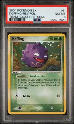 2004 POKEMON EX TEAM ROCKET RETURNS #61 KOFFING-REVERSE FOIL PSA 8 - Image 1