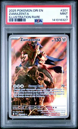 2025 POKEMON DRI EN-DESTINED RIVALS ILLUSTRATION RARE #201 ZAMAZENTA PSA 9 - Image 1