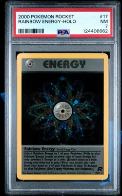 2000 POKEMON ROCKET #17 RAINBOW ENERGY-HOLO PSA 7 - Image 1