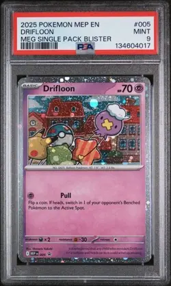 2025 POKEMON BLACK STAR PROMO #005 DRIFLOON MEG SINGLE PACK BLISTER - PSA 9 MINT - Image 1