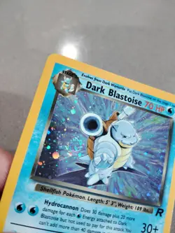 Pokemon TCG Dark Blastoise Holo Rare Card 4/110 Vintage WOTC Swirl - Image 2