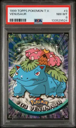 1999 TOPPS POKEMON TV #3 VENUSAUR PSA 8 - Image 1