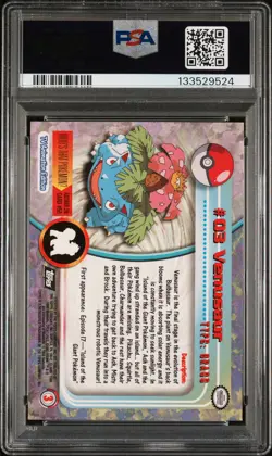 1999 TOPPS POKEMON TV #3 VENUSAUR PSA 8 - Image 2