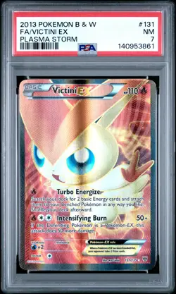 2013 POKEMON BLACK & WHITE PLASMA STORM #131 FULL ART/VICTINI EX PSA 7 - Image 1