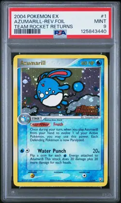 2004 POKEMON EX TEAM ROCKET RETURNS #1 AZUMARILL-REVERSE FOIL PSA 9 - Image 1
