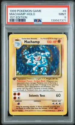 1999 POKEMON BASE SET 1ST EDITION #8 MACHAMP-HOLO PSA 9 - Image 1