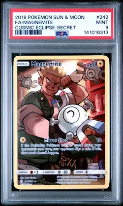 2019 POKEMON SUN & MOON COSMIC ECLIPSE SECRET #242 FULL ART/MAGNEMITE PSA 9 - Image 1