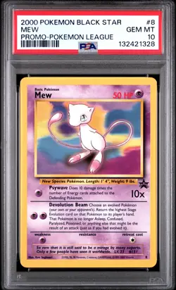 2000 POKEMON PROMO BLACK STAR POKEMON LEAGUE #8 MEW PSA 10 - Image 1