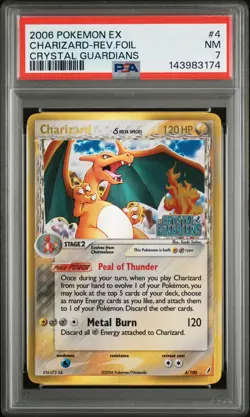 2006 POKEMON EX CRYSTAL GUARDIANS #4 CHARIZARD-REVERSE FOIL PSA 7 - Image 1