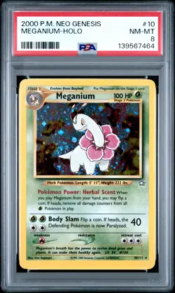 2000 POKEMON NEO GENESIS #10 MEGANIUM-HOLO PSA 8 - Image 1