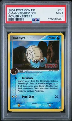 2007 POKEMON EX POWER KEEPERS #56 OMANYTE-REVERSE FOIL PSA 9 - Image 1