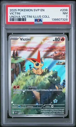 2025 POKEMON SVP PROMO UNOVA VICTINI ILLUSTRATION COLLECTION #208 VICTINI PSA 7 - Image 1