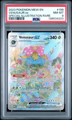 2023 POKEMON MEW EN-151 SPECIAL ILLUSTRATION RARE #198 VENUSAUR EX PSA 8 - Image 1