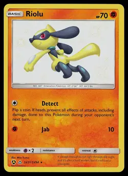 Pokemon Card - Riolu Hidden Fates Shiny Vault SV21/SV94 Holo - Image 1