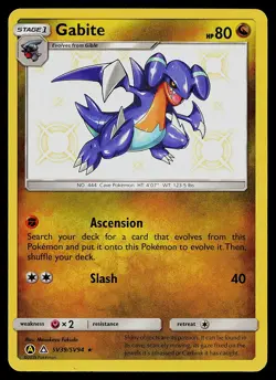 Pokemon Card - Gabite Hidden Fates SV39/SV94 Shiny Holo Rare - Image 1