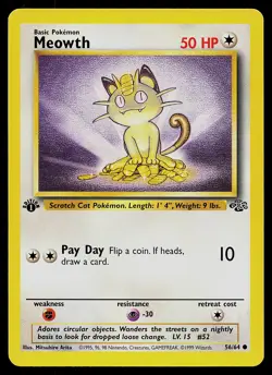 Pokemon Card - Meowth Jungle 56/64 Common 1st Edition - Image 1