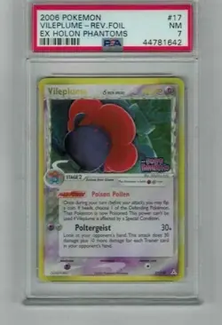 2006 Vintage Pokemon Villeplume Reverse Foil Ex Holon Phantoms 17/110 PSA 7 - Image 1