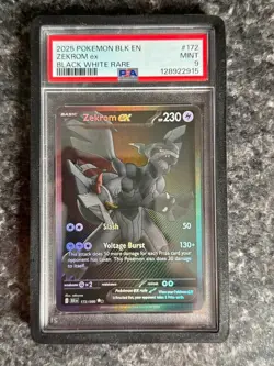 2025 POKEMON BLK EN-BLACK BOLT #172 ZEKROM ex BLACK WHITE RARE PSA 9 - Image 1