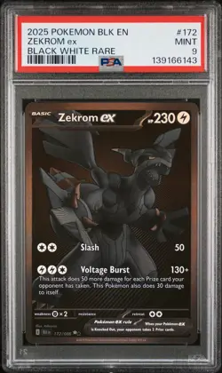 2025 POKEMON BLK EN-BLACK BOLT BLACK WHITE RARE #172 ZEKROM EX PSA 9 - Image 1