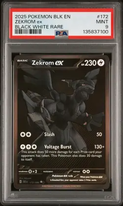 2025 POKEMON BLK EN-BLACK BOLT BLACK WHITE RARE #172 ZEKROM EX PSA 9 - Image 1