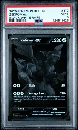 2025 POKEMON BLK EN-BLACK BOLT BLACK WHITE RARE #172 ZEKROM EX PSA 9 - Image 1