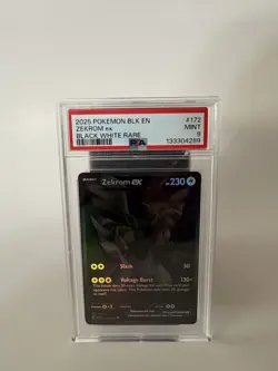 2025 POKEMON BLK EN-BLACK BOLT BLACK WHITE RARE #172 ZEKROM EX PSA 9 - Image 1
