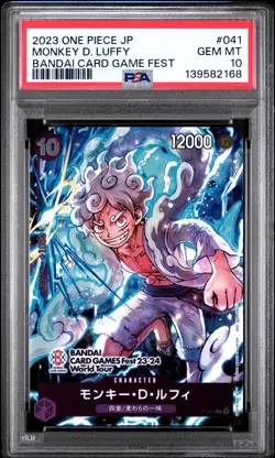 2023 ONE PIECE JPN PROMOS BANDAI CARD GAME FEST #041 MONKEY D. LUFFY PSA 10 - Image 1