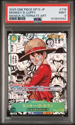 2025 ONE PIECE JAPANESE CARRYING ON HIS WILL MANGA ALT ART MONKEY D. LUFFY PSA 9 - Image 1