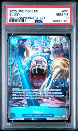 2025 ONE PIECE ENGLISH VERSION 2ND ANNIVERSARY SET #051 BUGGY PSA 10 - Image 1