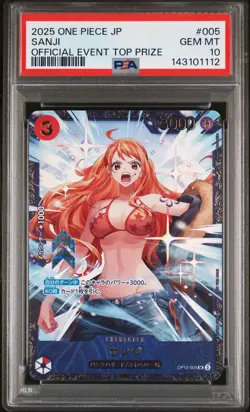 2025 ONE PIECE JAPANESE PROMOS OFFICIAL EVENT TOP PRIZE #005 SANJI PSA 10 - Image 1