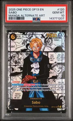 2025 ONE PIECE OP13-CARRYING ON HIS WILL MANGA ALTERNATE ART #120 SABO PSA 10 - Image 1