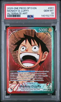 2025 ONE PIECE OP13-CARRYING ON HIS WILL ALTERNATE ART MONKEY D. LUFFY PSA 10 - Image 1