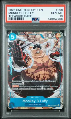 2025 ONE PIECE OP13-CARRYING ON HIS WILL TREASURE RARE MONKEY D. LUFFY PSA 10 - Image 1
