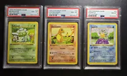 POKEMON Squirtle / Charmander / Bulbasaur Shadowless Base Set Ed1 PSA8 - Image 1
