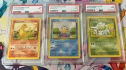 1999 Pokemon Base Set Charmander Squirtle Bulbasaur PSA 9 SET Sequential Graded - Image 1