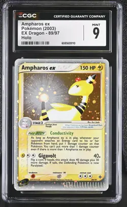 CGC 9 MINT Ampharos ex 2003 EX Dragon 89/97 Holo Pokemon Card - Image 1