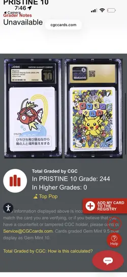 Magikarp Taruka - CGC Pristine 10 - Japanese Pokemon Effect Card - Image 5