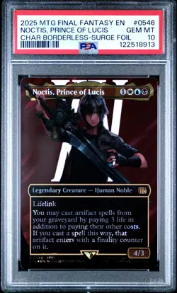 Noctis, Prince of Lucis - Final Fantasy MTG Magic Borderless Surge Foil PSA 10 - Image 1