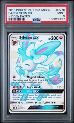 2019 POKEMON SUN & MOON HIDDEN FATES #SV76 FULL ART/SYLVEON GX PSA 9 - Image 1