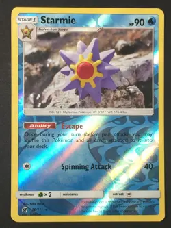 Pokemon TCG Starmie 16/111 SM Crimson Invasion Reverse Holo Rare NM - Image 1