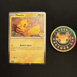 Pikachu 051 /162 Stamped 2026 Pokemon Day 30 Promo TCG With Coin - Image 1