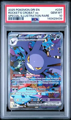 2025 Pokemon Destined Rivals Rocket's Crobat EX SIR #234 PSA 10 GEM MINT - Image 1