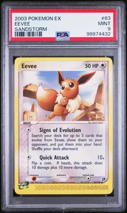 Pokemon EX Sandstorm #63/100 Eevee Non Holo PSA 9 Mint (2003) - Image 1