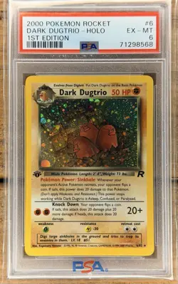 DARK DUGTRIO 2000 Pokemon Team Rocket 1st Edition Holo with Swirl #6 - PSA 6 - Image 1
