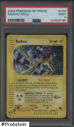 2003 Pokemon Skyridge Raikou Holo #H26 PSA 9 MINT - Image 1