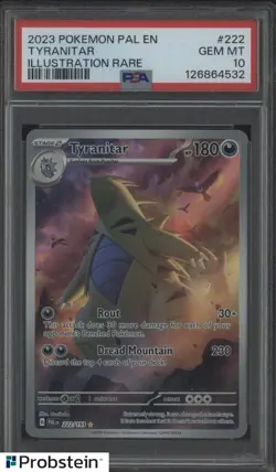 2023 Pokemon PAL EN Paldea Evolved Illustration Rare Tyranitar #222 PSA 10 - Image 1