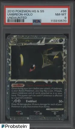 2010 Pokemon Heartgold & Soulsilver Undaunted Umbreon Holo #86 PSA 8 NM-MT - Image 1