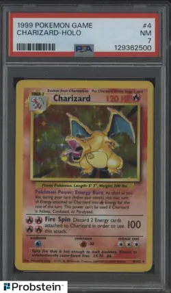 1999 Pokemon Game Charizard Holo #4 PSA 7 NM - Image 1