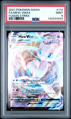 2021 POKEMON SWORD & SHIELD FUSION STRIKE #114 FULL ART/MEW VMAX PSA 9 - Image 1